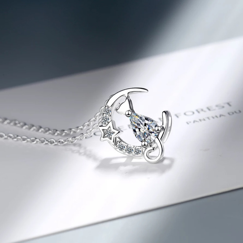 🌟 Sterling Silver 925 Cat Necklace